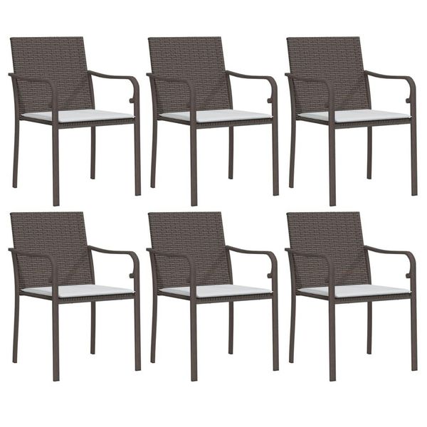 Syfax™ Sedie Da Giardino Con Cuscini 6Pz Marroni 56X59X84Cm Polyrattan-image