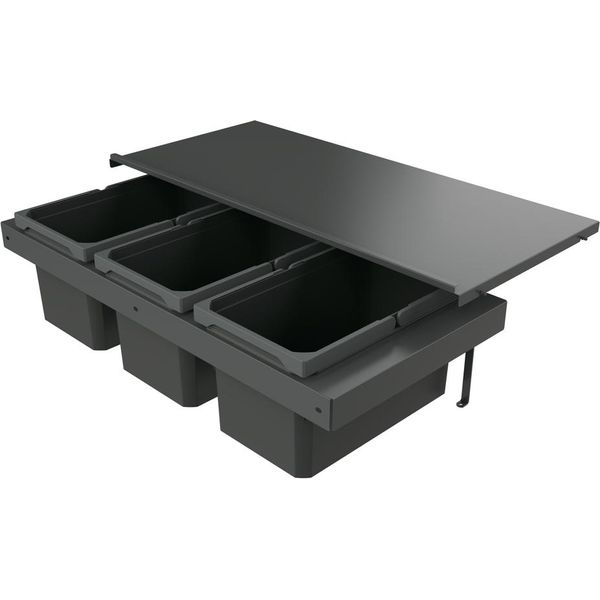 Naber 8013386 Cestino Per Rifiuti Cox Stand-Up® 250 S/900-3, Antracite, 39 (3X13) Litri / Larghezza Mobile 90 Cm-image