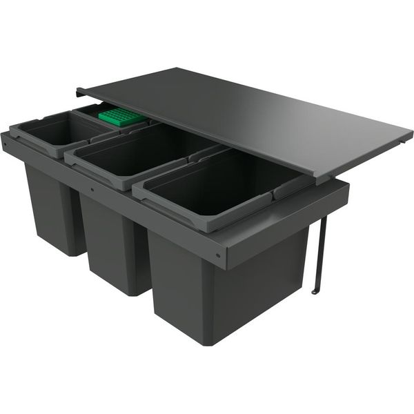 Naber 8013416 Cox Stand-Up® 350 S/900-4 Cestino Per Rifiuti Con Coperchio Organico, Antracite, 64 (2X22/2X10) Litri / Larghezza Mobile 90 Cm-image