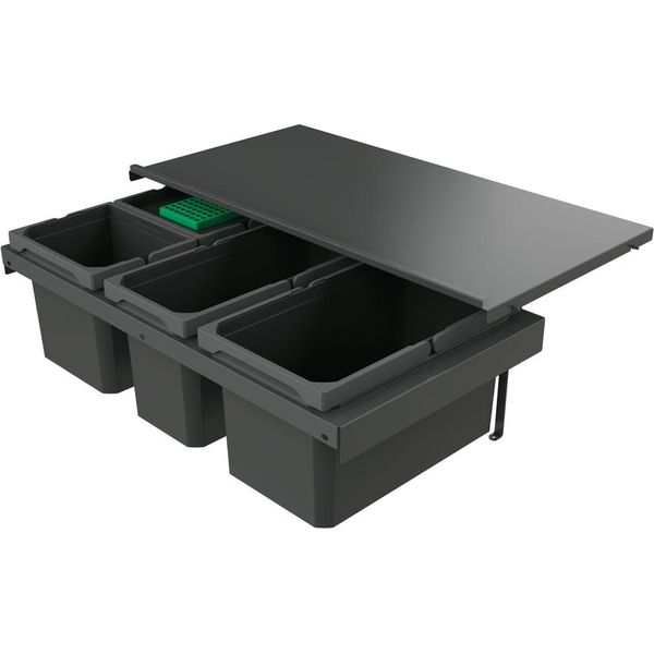Naber 8013385 Cox Stand-Up® 250 S/800-4 Cestino Per Rifiuti Con Coperchio Organico, Antracite, 35 (1X13/1X10/2X6) Litri / 80 Cm Larghezza Mobile-image