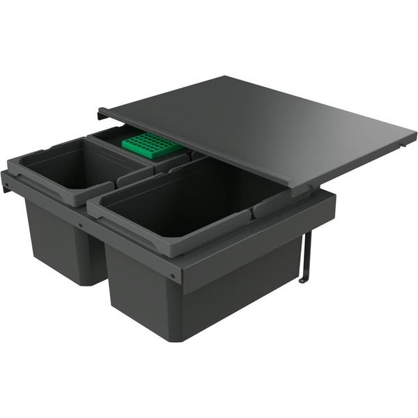 Naber 8013382 Cestino Per Rifiuti Cox Stand-Up® 250 S/600-3 Con Coperchio Organico, Antracite, 25 (1X13/2X6) Litri / Larghezza Mobile 60 Cm-image