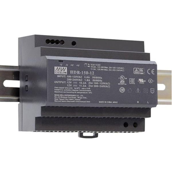 Alimentatore Industriale Su Guida Din - Uscita Singola - 150 W - 12 V-image