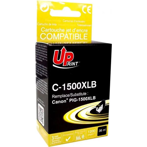 Inchiostro Compatibile Uprint Con Pgi 1500XL, C-1500XLB, Nero, 36 Ml, Alta Capacità-image