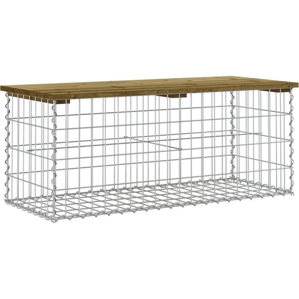 Syfax™ Panca Da Giardino Design Gabbione 103X44X42 Cm Pino Impregnato-image