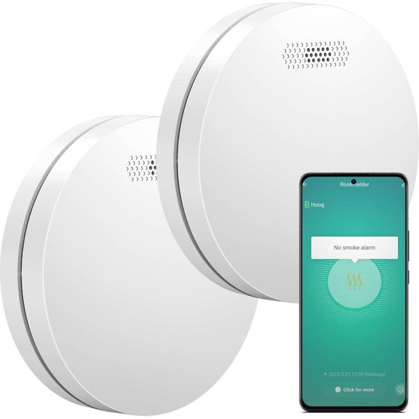 Aroha Smart Connect Rilevatore Di Fumo Wifi - Batteria Da 10 Anni, Sensore Fumo Wifi Con App Tuya & Smartlife - Allarme Anticendio - 2 Pezzi-image