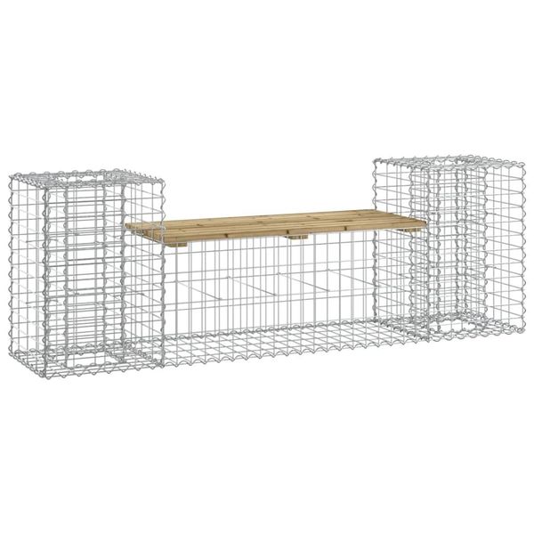 Syfax™ Panca Da Giardino Design Gabbione 183X41X60,5Cm Pino Impregnato-image