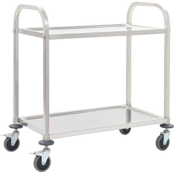 The Living Store Carrello Da Portata A 2 Livelli 95 X 45 X 83,5 Cm In Acciaio Inox-image