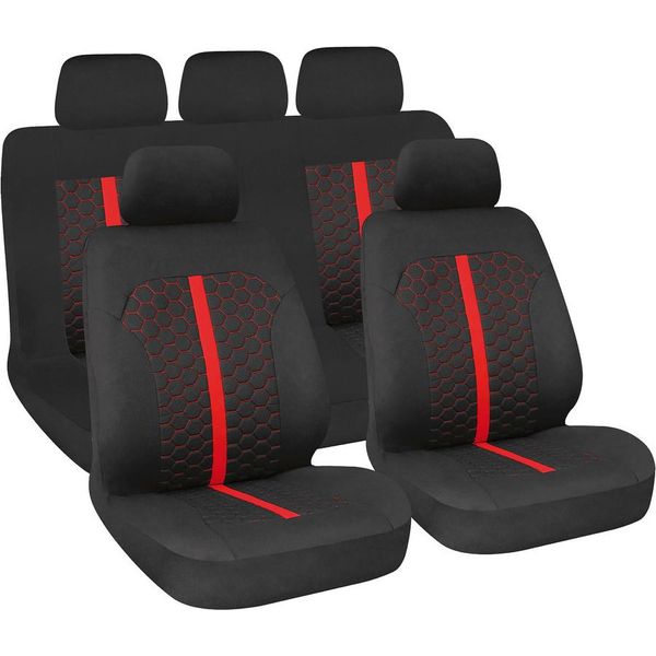 Set Di Coprisedili Lampa Per L'auto Stinger Nero Con 5 Copripoggiatesta-image