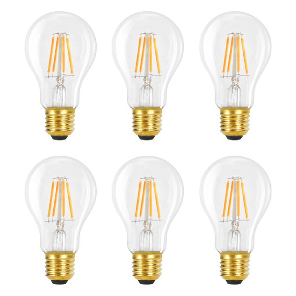 Zmh Lampadina 6Pcs A60 Led Lampada Vintage E27 Edison Lampadina 4W 2700K Bianco Caldo Lampadina Lampadine A Filamento Retrò Lampadina-image
