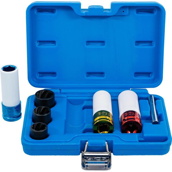 Set Di Chiavi A Bussola E Chiavi A Bussola A Profilo Elicoidale | Attacco Quadro 12,5 Mm (1/2") | Sw 17 - 21 Mm | 7 Pz."-image