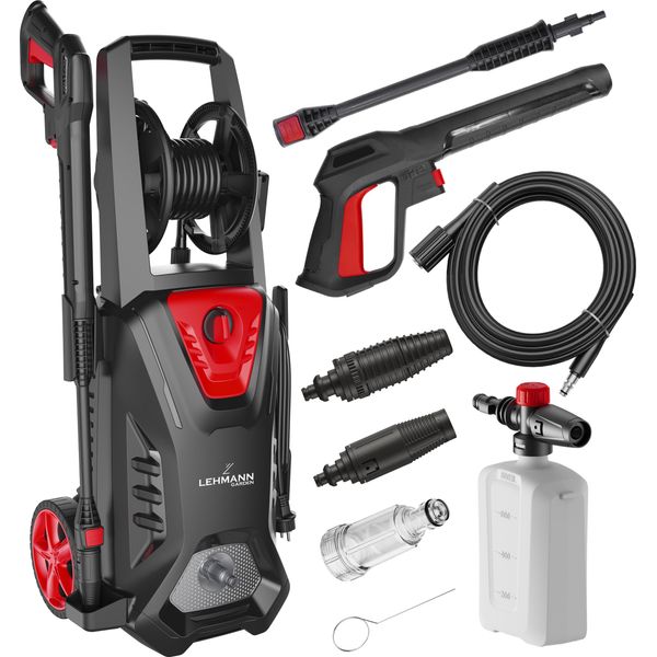 Idropulitrice Lehmann Missouri Con Pompa Ad Acqua, 160 Bar, 2200 W, 480 L/H, Incl. Tubo Flessibile Da 10 M, Bottiglia Di Schiuma E Due Ugelli-image