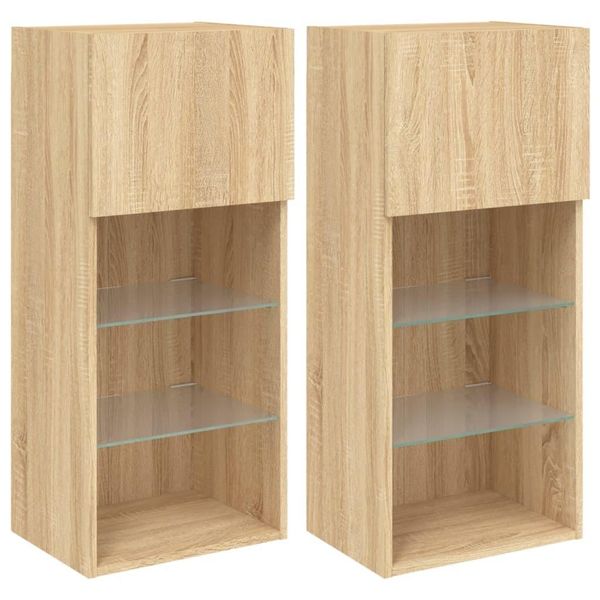 Syfax™ Mobili Tv Con Luci Led 2Pz Rovere Sonoma 40,5X30X90 Cm-image