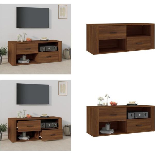Mobile Tv Vidaxl Look Rovere Marrone 100X35X40 Cm Materiale A Base Di Legno - Mobile Tv - Mobili Tv - Porta Tv - Mobili Tv-image
