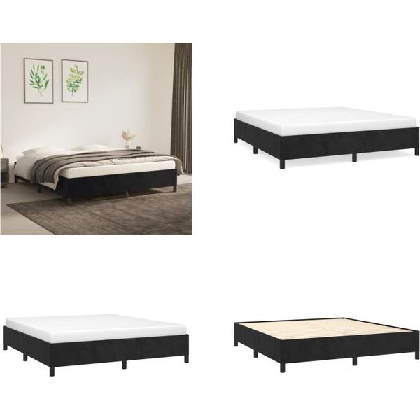 Vidaxl Struttura Letto Nera 160X200 Cm In Velluto - Struttura Letto - Cornici Letto - Struttura Letto - Letto-image