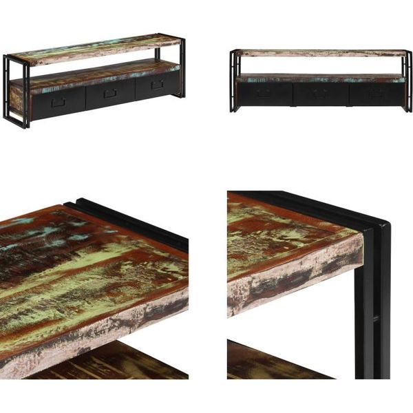 Mobile Tv Vidaxl In Legno Massiccio Antico 120 X 30 X 40 Cm - Mobile Tv - Mobile Tv - Mobile Tv - Mobile Tv-image