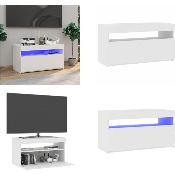 Vidaxl Mobile Tv Con Luci Led Bianco 75X35X40 Cm - Mobile Tv - Mobili Tv - Mobili Tv - Porta Tv-image