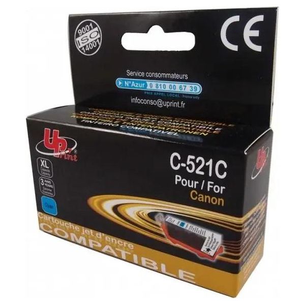 Stampante A Getto D'inchiostro Uprint CLI521 Canon, Con Chip, Ciano-image