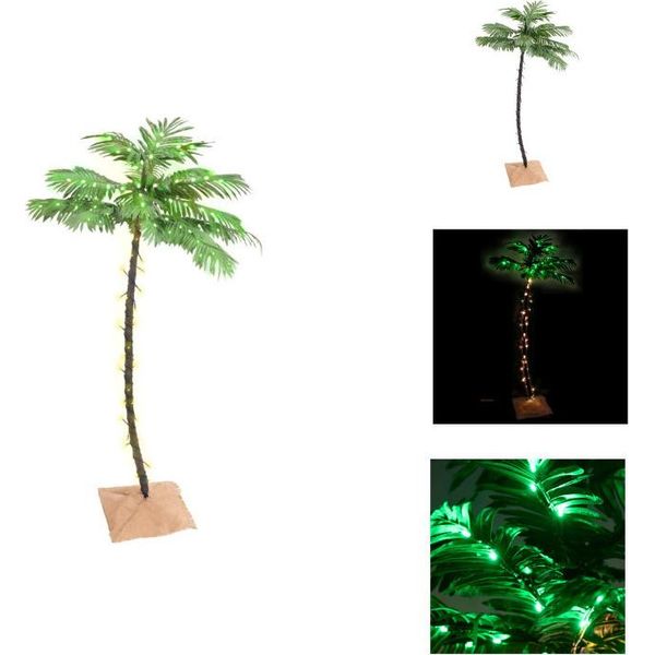 Vidaxl Palma Artificiale Con 88 Led Bianco Caldo 150 Cm - Alberi Di Natale-image