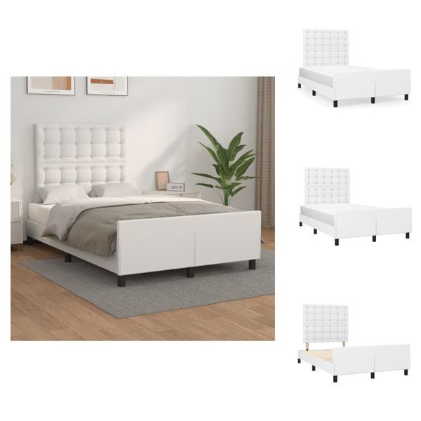 Vidaxl Struttura Letto Con Testata Bianca 120X200 Cm In Pelle Finta - Letti E Strutture Letto-image