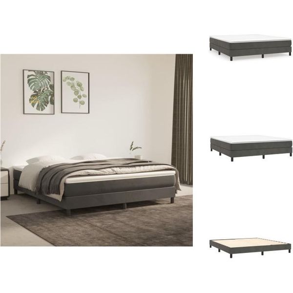Vidaxl Letto A Molle Insacchettate Grigio Scuro 180X200 Cm In Velluto - Letti E Strutture Letto-image