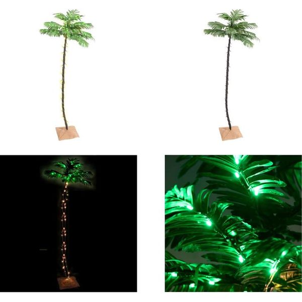Vidaxl Palma Artificiale Con 136 Led Bianco Caldo 220 Cm - Albero Led - Albero Led - Palma Artificiale - Palme Artificiali-image
