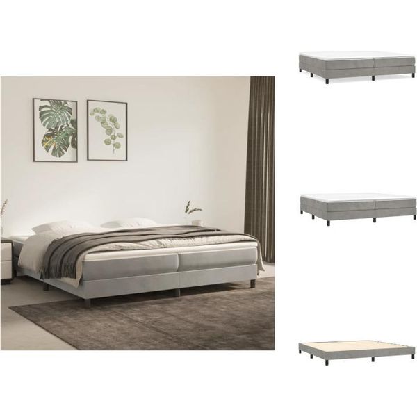 Vidaxl Letto Boxspring Grigio Chiaro 200X200 Cm In Velluto - Letti E Strutture Letto-image