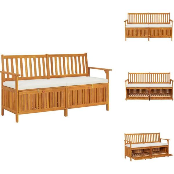 Vidaxl Panca Con Cuscino 148 Cm In Legno Massiccio Di Acacia - Panche Da Giardino-image