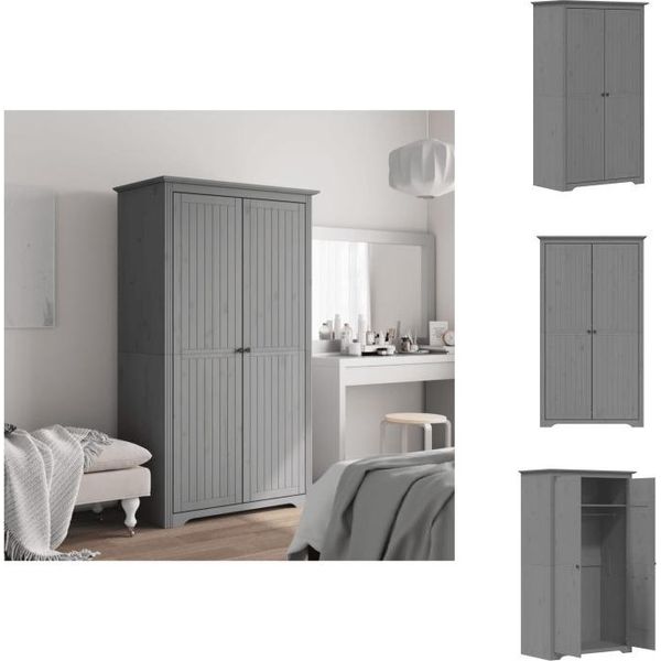 Vidaxl Armadio Bodo Grigio 101X52X176,5 Cm In Legno Massiccio Di Pino - Armadi-image