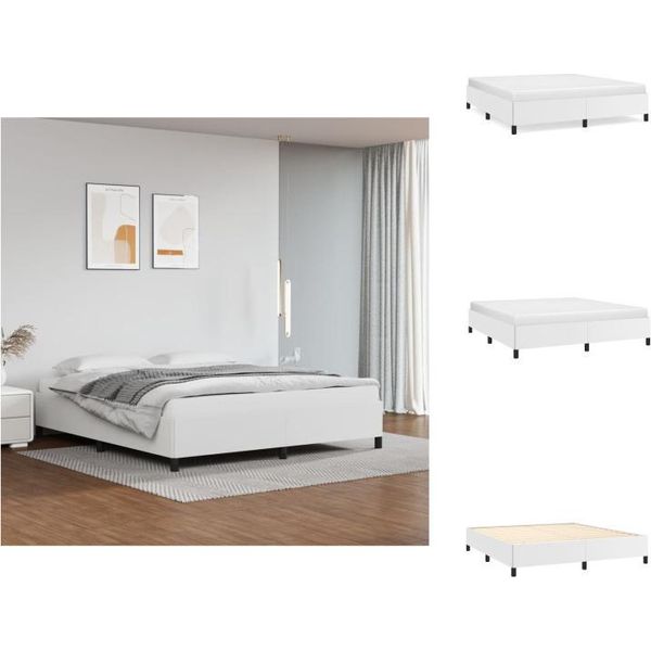 Vidaxl Struttura Letto Bianca 160X200 Cm In Pelle Finta - Letti E Strutture Letto-image