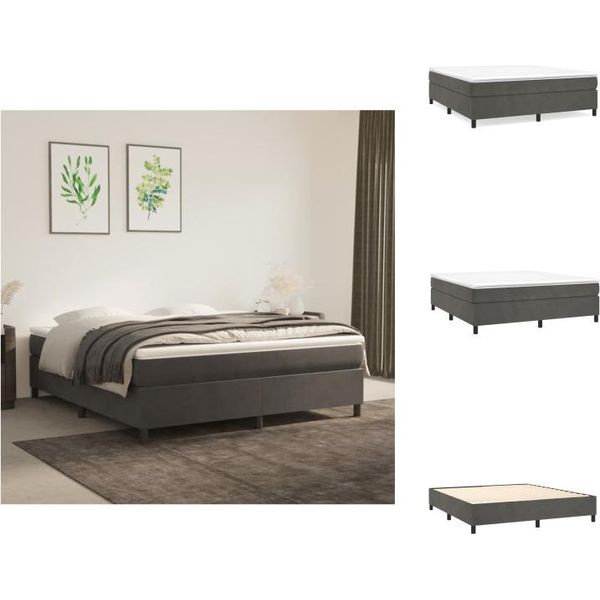 Vidaxl Letto A Molle Insacchettate Grigio Scuro 160X200 Cm In Velluto - Letti E Strutture Letto-image