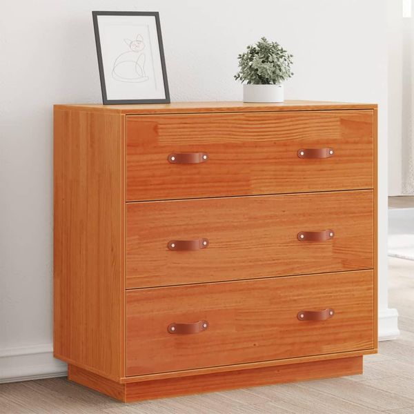 Vidaxl Credenza Marrone Cera 80X40X75 Cm In Legno Di Pino Massiccio-image