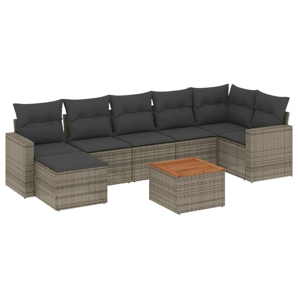 Vidaxl Set Di Divani Da Giardino 8 Pezzi Con Cuscini In Polirattan Grigio-image