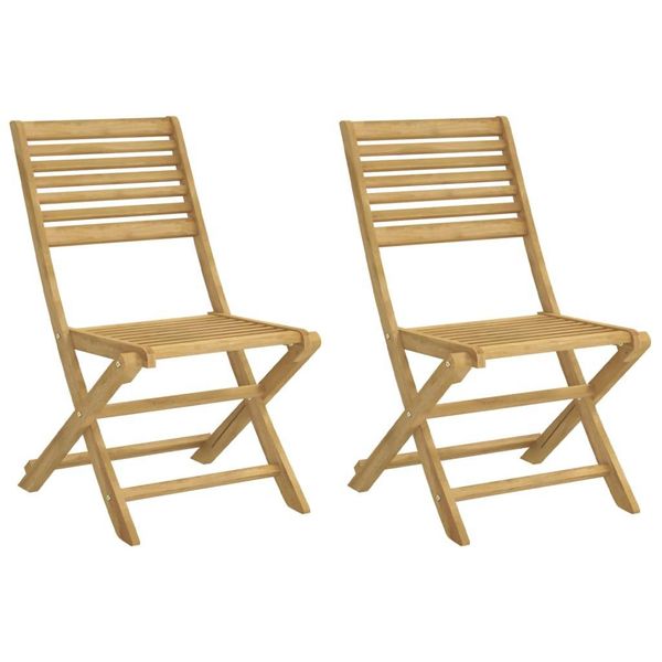 Vidaxl Sedie Da Giardino 2 Pz. Pieghevoli 48,5X61,5X87 Cm In Legno Massiccio Di Acacia-image