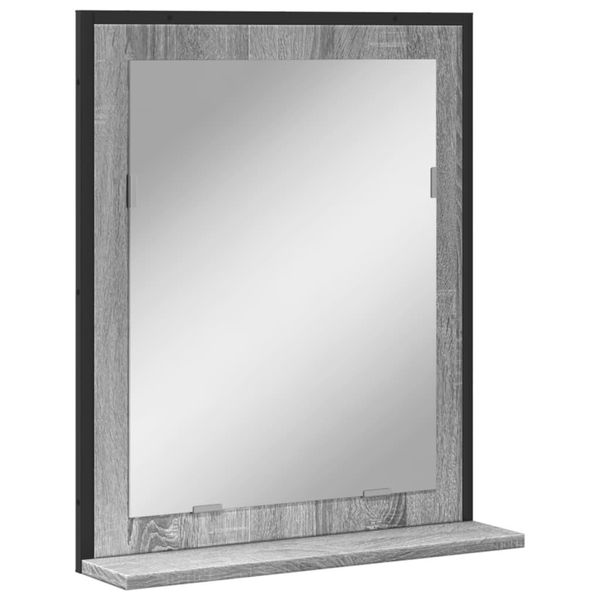 Vidaxl Specchio Da Bagno Con Mensola Grey Sonoma 50X12X60 Cm Materiale A Base Di Legno-image