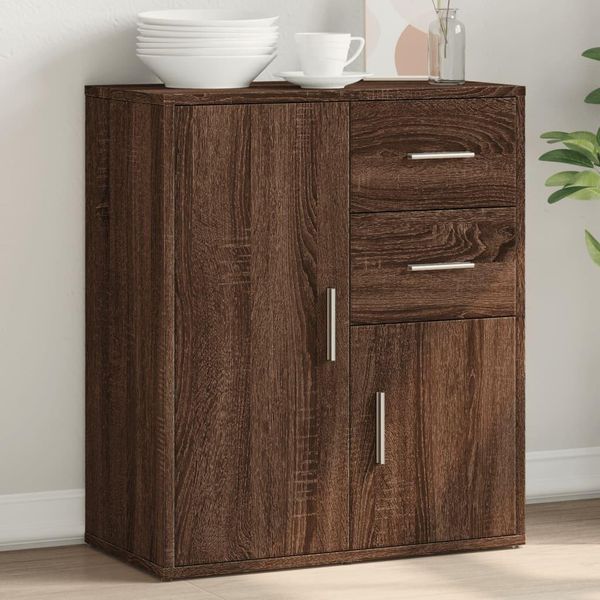 Vidaxl Credenza Marrone Effetto Rovere 60X31X70 Cm Materiale A Base Di Legno-image