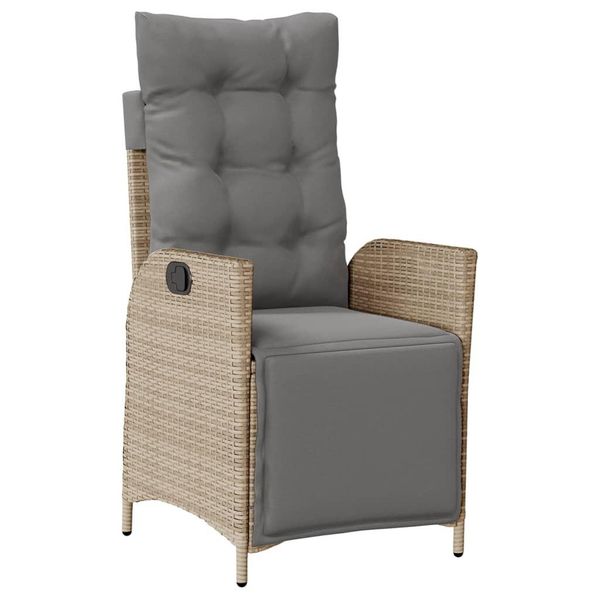 Vidaxl Poltrona Da Giardino Con Poggiapiedi Regolabile Beige Misto Poly Rattan-image