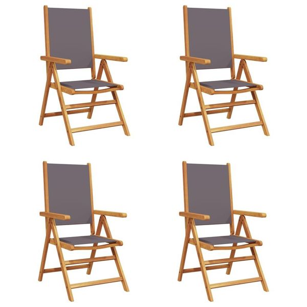 Syfax™ Sedie Giardino Reclinabili 4Pz Antracite Tessuto Legno Massello-image