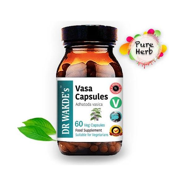 Dr Wakde's Vasa Capsule (Adulasa | Adhatoda Vasica) | 60 Capsule Vegi | Integratore Ayurvedico | Vegano | 100% Erbe | Sconti Per Quantità | Spedizione In Giornata-image
