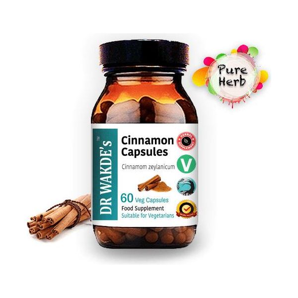 Dr Wakde's Cannella Capsule | 60 Capsule Vegi | Integratore Ayurvedico | Vegano | 100% Erbe | Sconti Per Quantità | Spedizione In Giornata-image