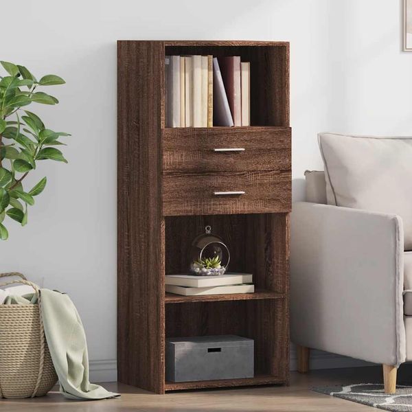 Vidaxl Credenza Marrone Look Rovere 50X42,5X124 Cm Materiale A Base Di Legno-image