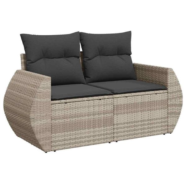 Vidaxl Divano Da Giardino Con Cuscini 2 Posti In Rattan Grigio Chiaro-image