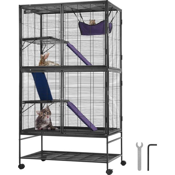 Vevor 64,6" Gabbia In Metallo Per Furetti, Grande Gabbia Critter Nation A 4 Livelli, Gabbia Per Piccoli Animali Con Rampe E Vassoio, Facile Da Montare Per Ratti, Criceti E Porcellini D'india,"-image