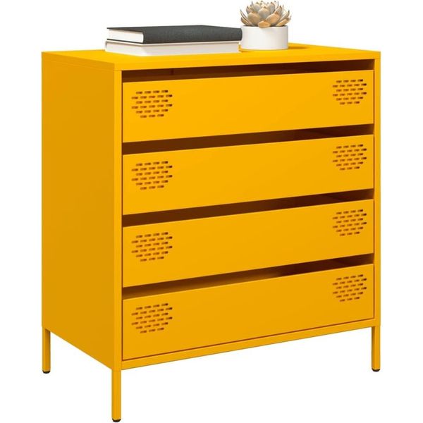 Vidaxl Credenza Giallo Senape 68X39X73,5 Cm Acciaio Laminato A Freddo-image
