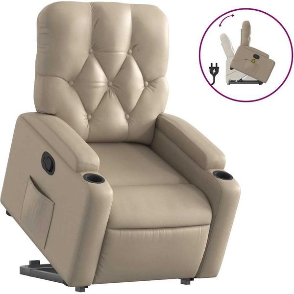 Vidaxl Poltrona Relax Con Ausilio Per L'alzata Cappuccino-Marrone In Pelle Finta-image