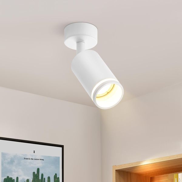 Zmh Plafoniera Led 1 Fiamma Bianca Spot Per Plafoniera GU10 Faretto Orientabile Da Parete In Metallo Per Corridoio Soggiorno Cucina Camera Da Letto, Senza Lampadine-image