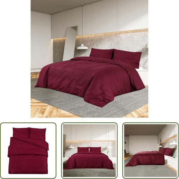 The Living Store Set Di Biancheria Da Letto Rosso Bordeaux 260X240 Cm Microfibra Leggera-image