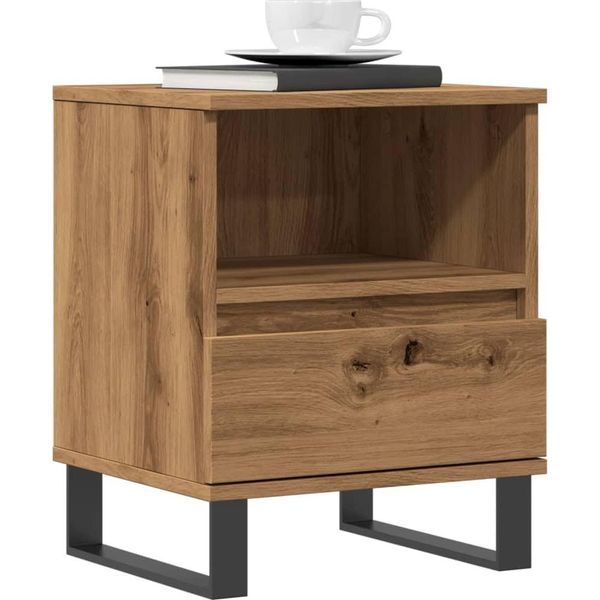 Maison Exclusive - Comodini 2 Pz. Rovere Artisan 40X35X50 Cm Materiale Ligneo-image