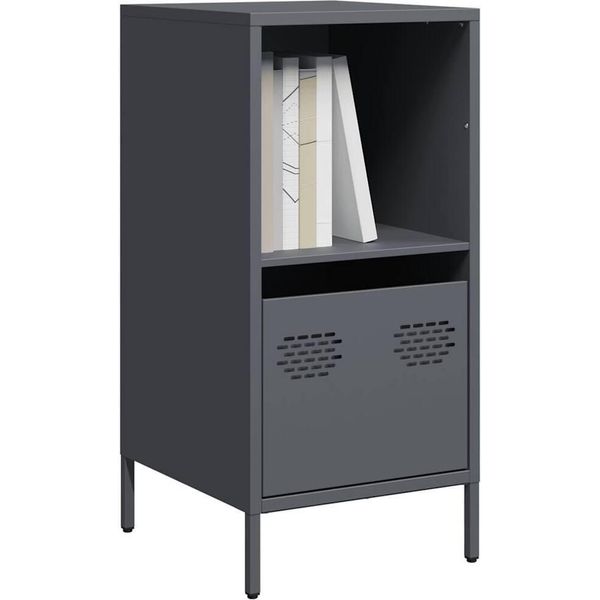 Credenza Vetrina In Stile Elegante Antracite 35X39X73,5 Cm Acciaio Laminato A Freddo - Cassettiere Hommie3510211 1Pacco-image
