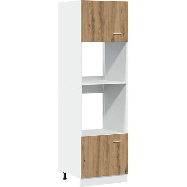 Vidaxl Armadio Per Microonde Lyon Artisan Oak 60X57X207 Cm Materiale A Base Di Legno-image
