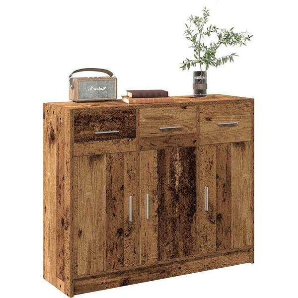 Vidaxl Credenza Effetto Legno Vecchio 91X28X75 Cm Materiale A Base Di Legno-image